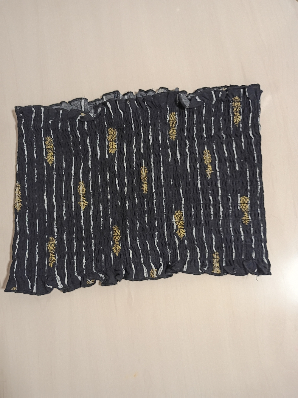 Striped Smocked Tube Crop Top with Yellow Accent